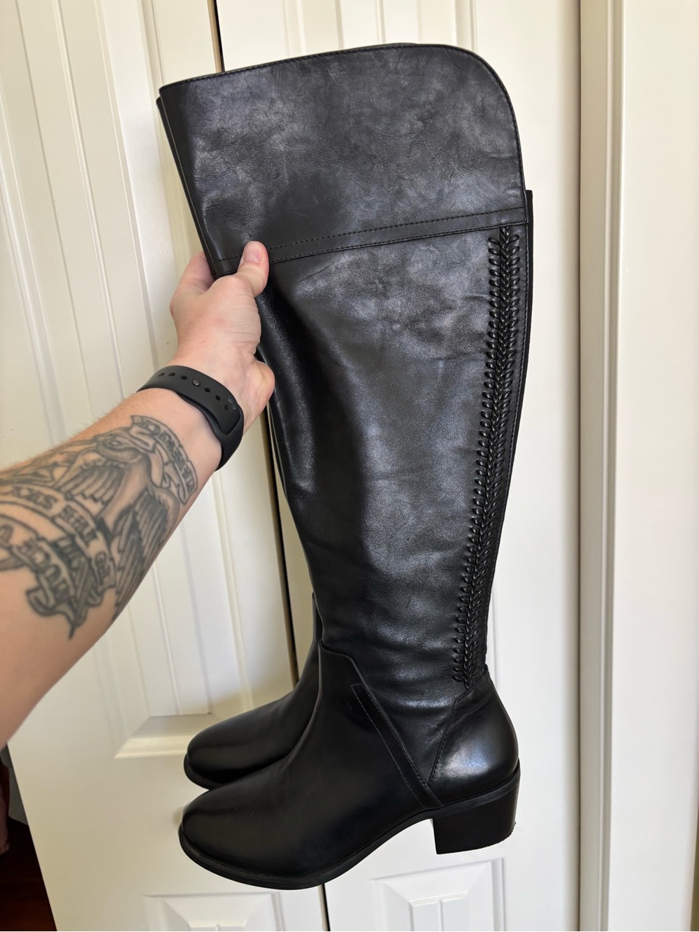 Vince Camuto Bendra Black Leather Tall Riding Boots 8.5